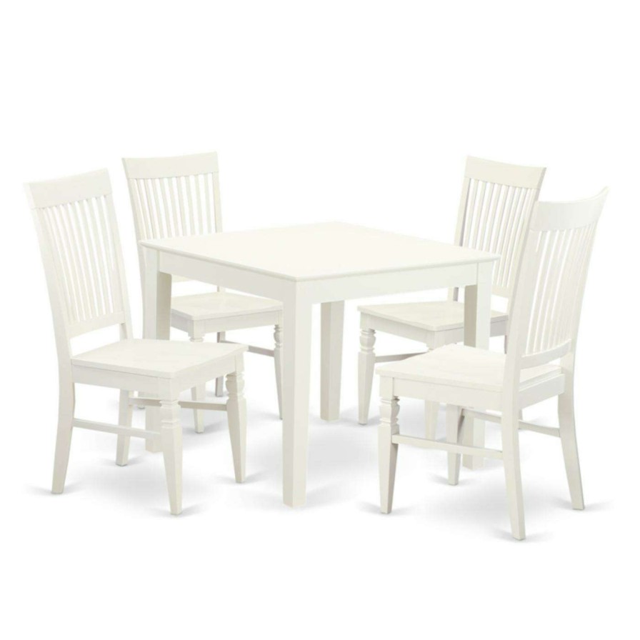 Dining Table Sets * | Discount Square East West Furniture 5 Piece Thin Slat Breakfast Nook Dining Table Set