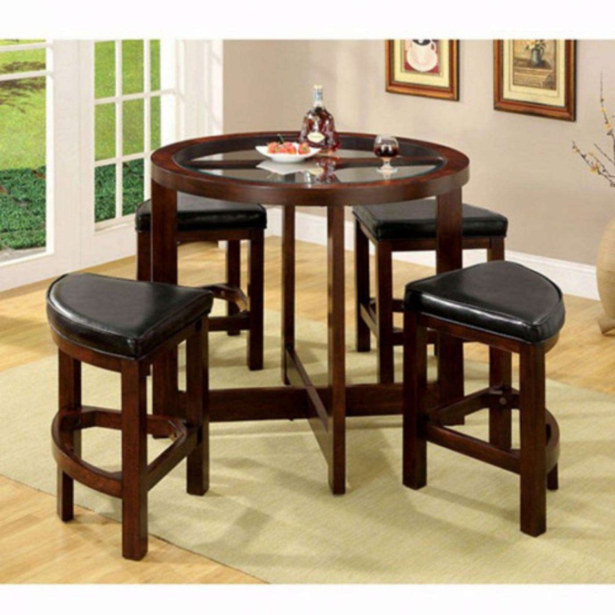 Dining Table Sets * | Best Reviews Of Round Benzara Crystal Cove I Quaint Virile 5 Piece Counter Height Dining Table Set