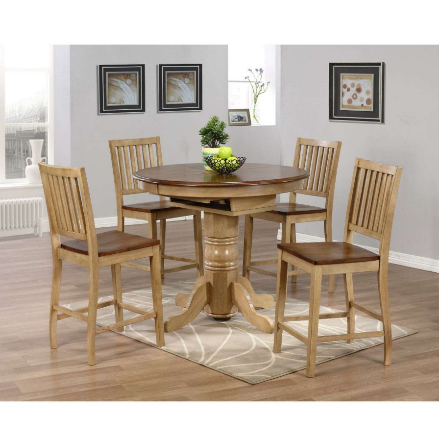 Dining Table Sets * | Promo Oval Sunset Trading 5-Piece Brook Butterfly Leaf Pub Dining Table Set With Slat Back Stools