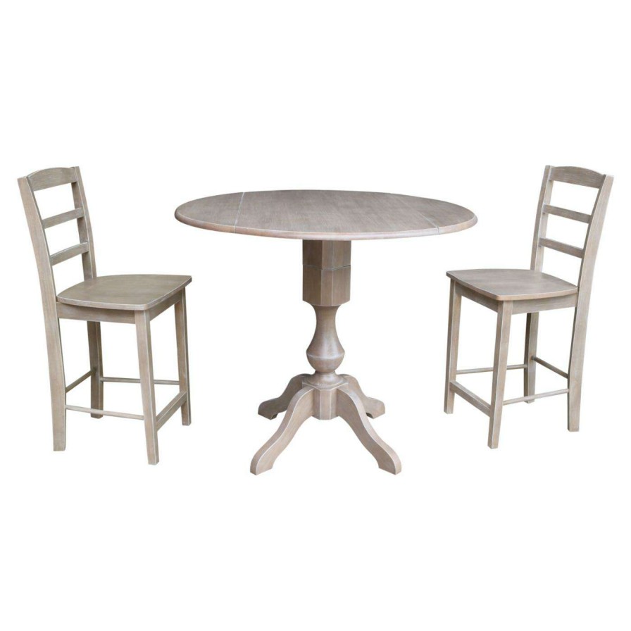 Dining Table Sets * | Best Deal International Concepts Lauren 3 Piece Round Pedestal Gathering Height Table Set