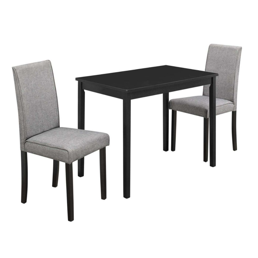 Dining Table Sets * | Coupon Rectangle Monarch Specialties 3 Piece Dining Table Set Fabric Black / Gray