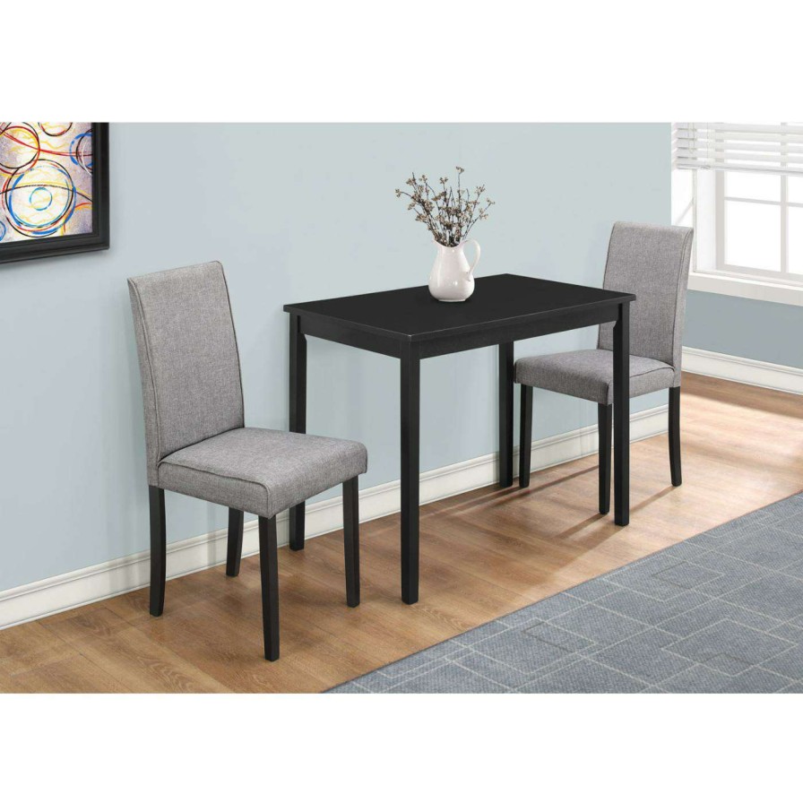 Dining Table Sets * | Coupon Rectangle Monarch Specialties 3 Piece Dining Table Set Fabric Black / Gray