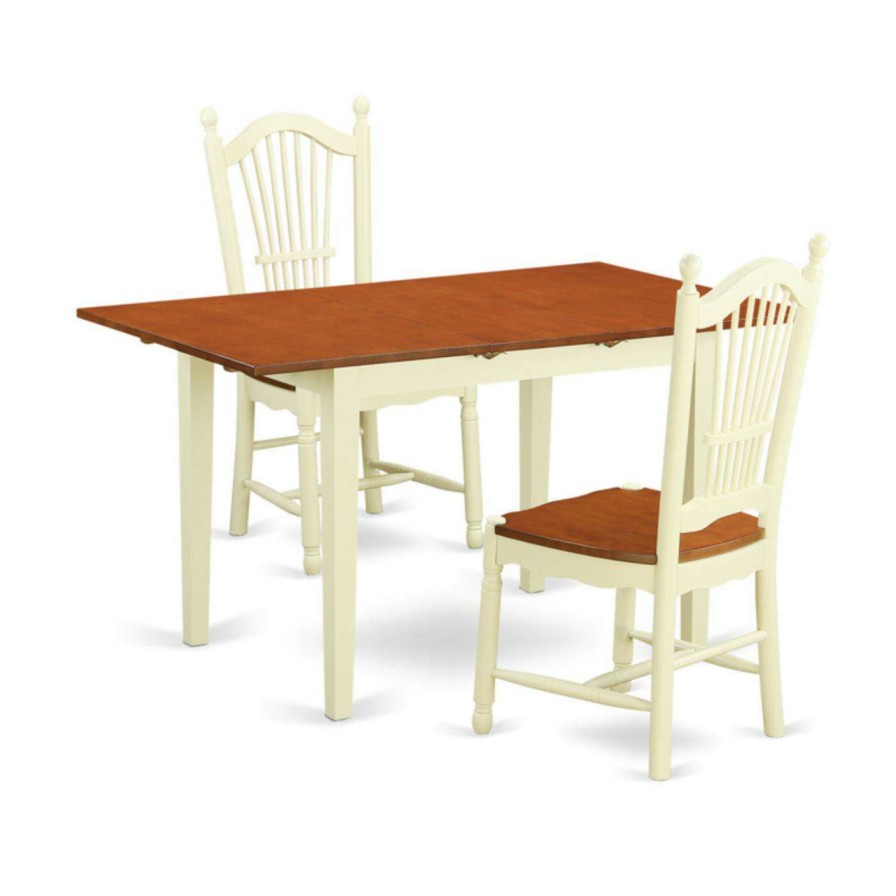 Dining Table Sets * | Cheap Rectangle East West Furniture Norfolk 3 Piece Sheaf Dining Table Set