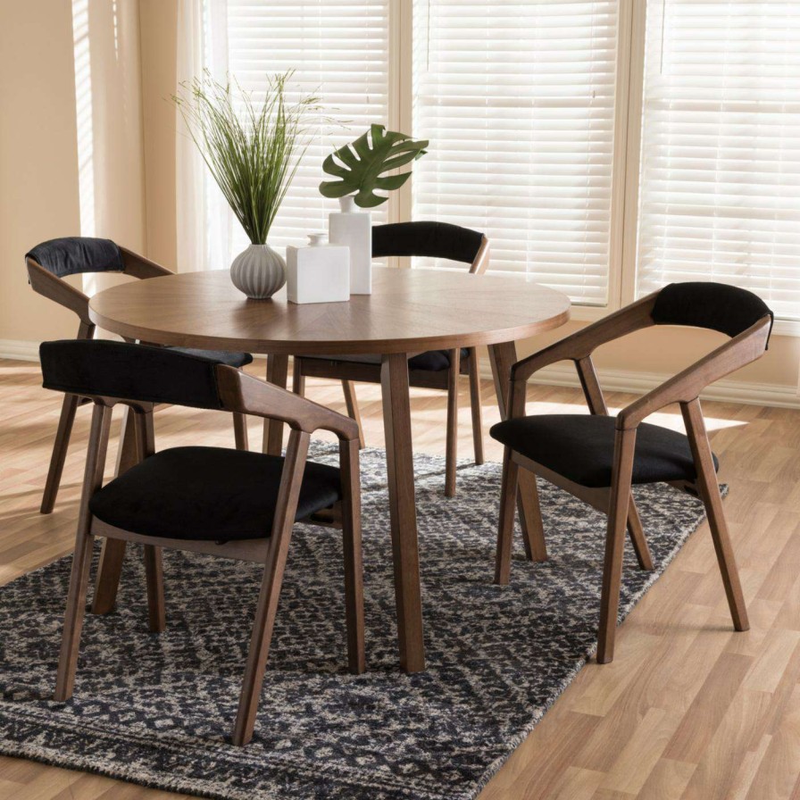 Dining Table Sets * | Hot Sale Baxton Studio Wendy 5 Piece Round Dining Set