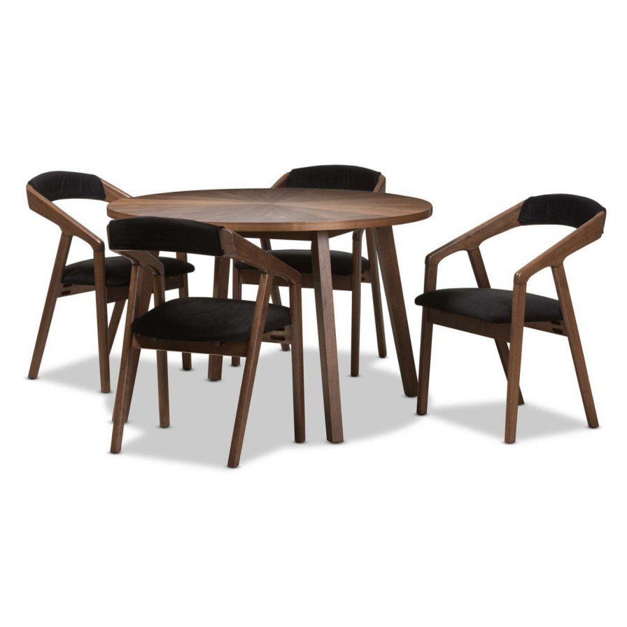 Dining Table Sets * | Hot Sale Baxton Studio Wendy 5 Piece Round Dining Set