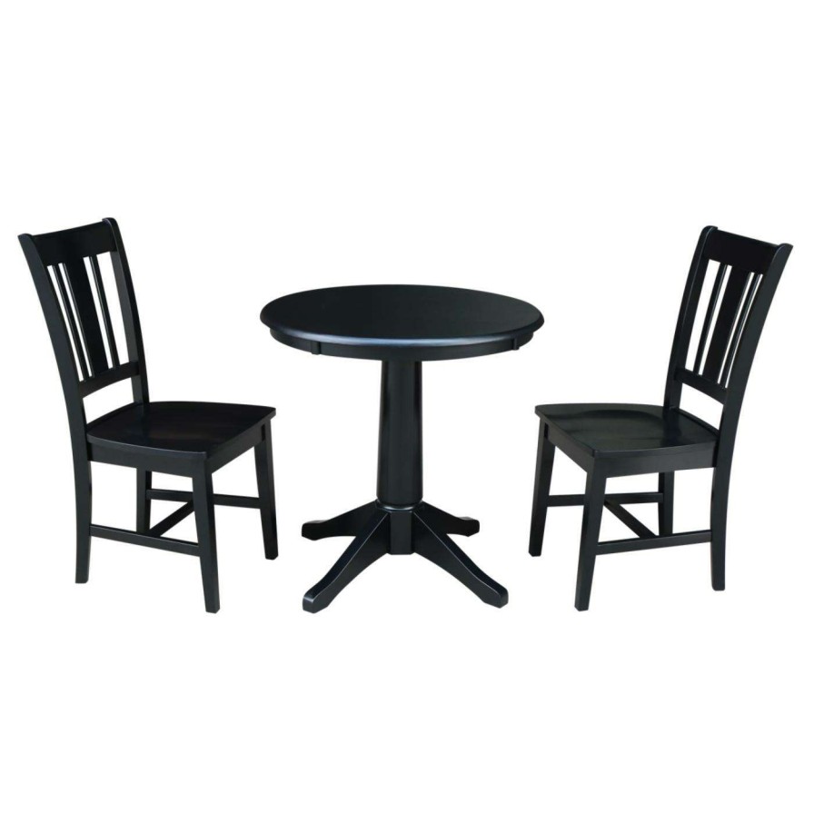 Dining Table Sets * | Outlet Round International Concepts 3 Piece 30 In. Straight Pedestal Dining Table Set With San Remo Chairs