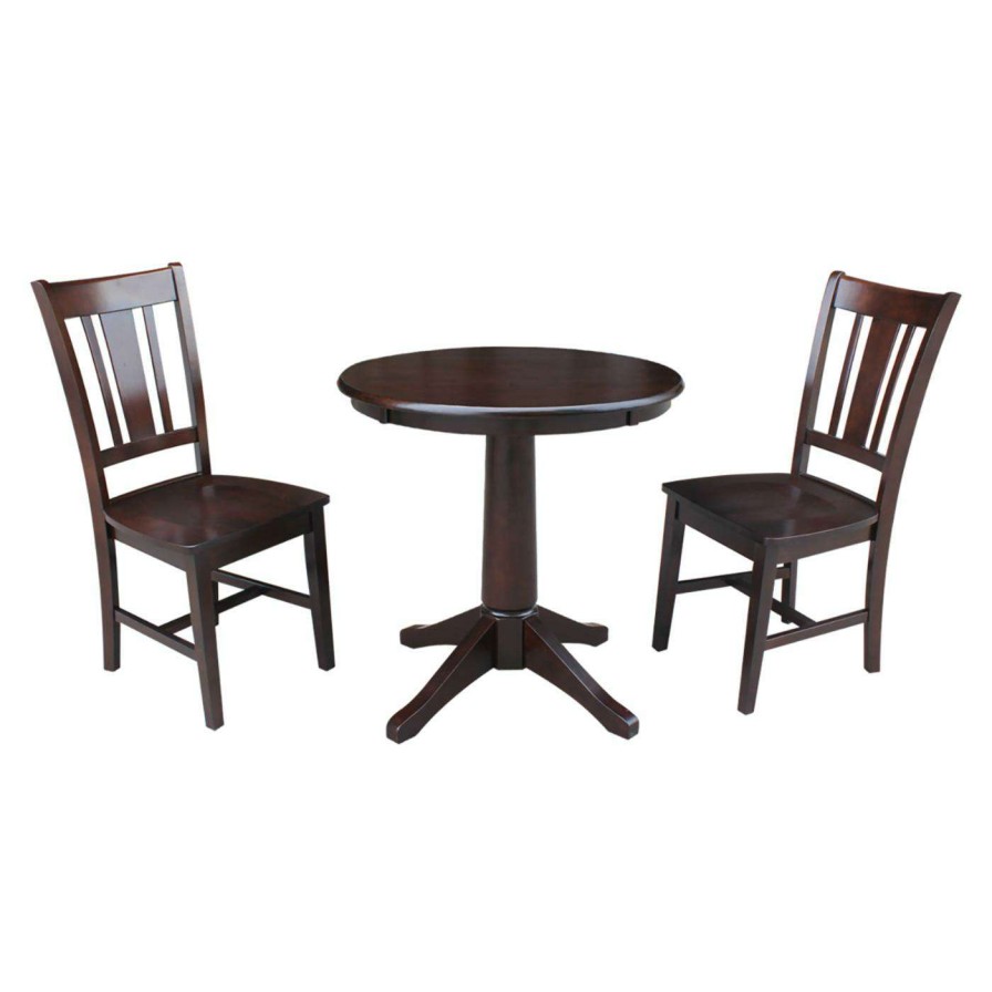 Dining Table Sets * | Hot Sale Round International Concepts Straight Pedestal Dining Table With 2 San Remo Chairs