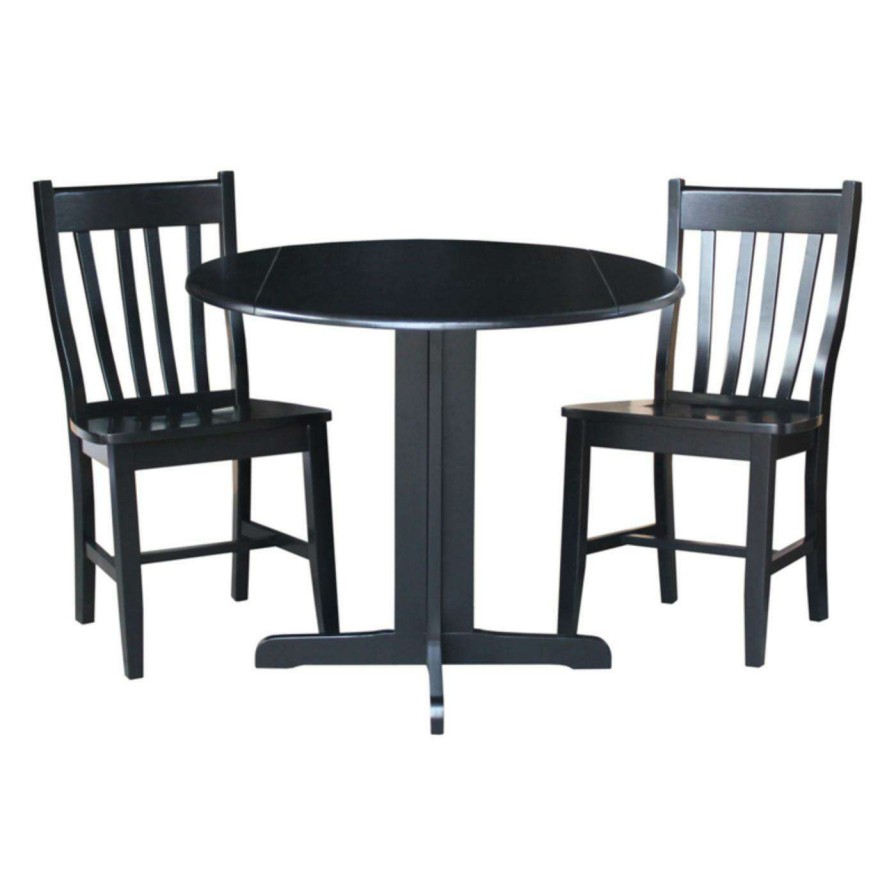 Dining Table Sets * | Best Reviews Of Round International Concepts 3 Piece Dining Table Set Black