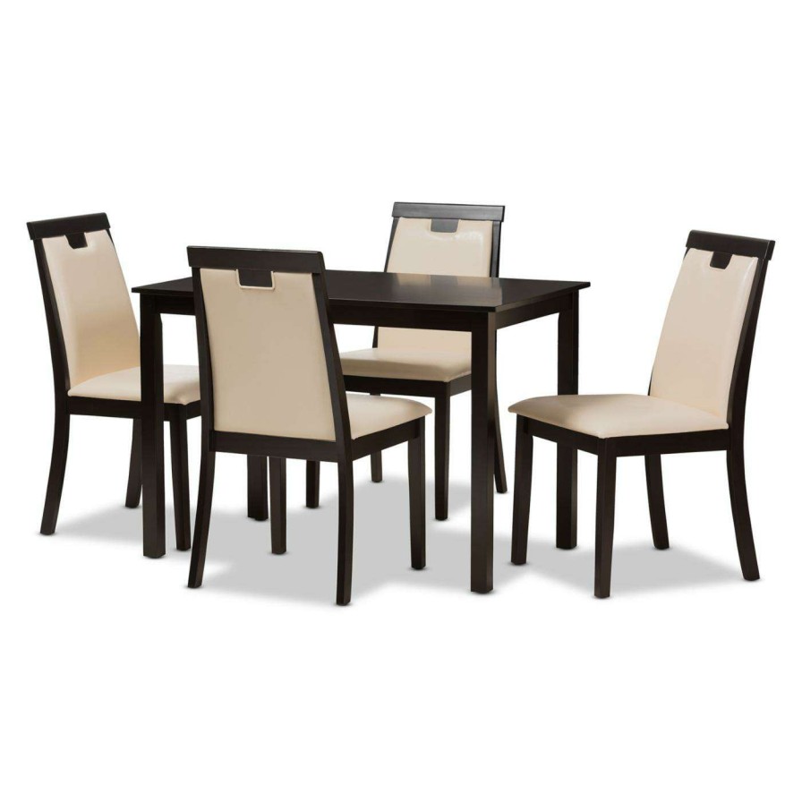 Dining Table Sets * | Wholesale Rectangle Baxton Studio Evelyn 5 Piece Rectangular Dining Set