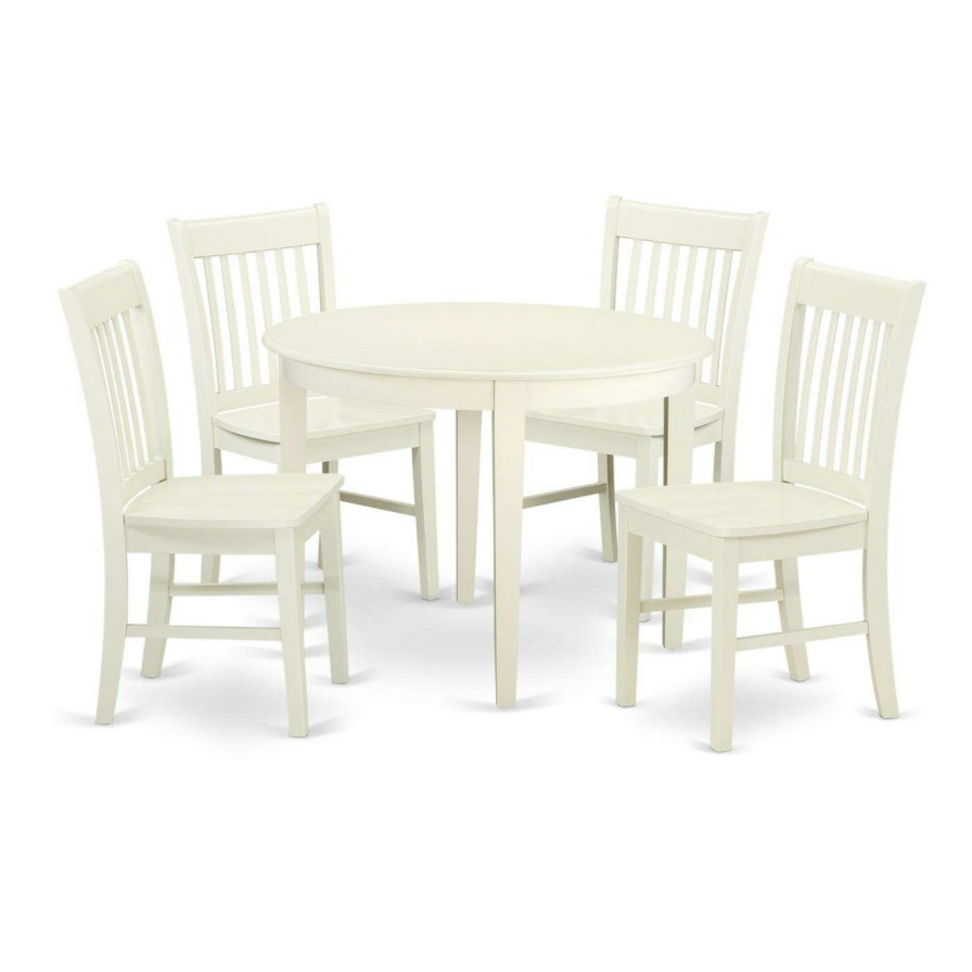 Dining Table Sets * | Deals East West Furniture Boston Bono5 Five Piece Round Dining Table Set