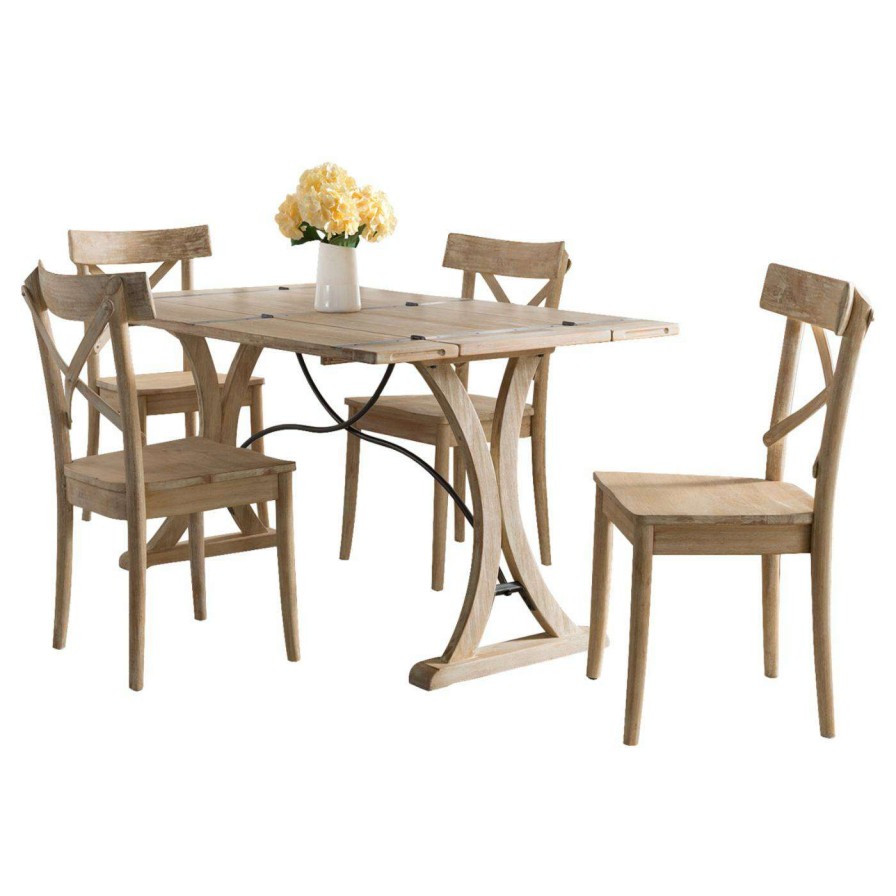 Dining Table Sets * | Hot Sale Rectangle Picket House Furnishings Keaton 5 Piece Folding Top Dining Set