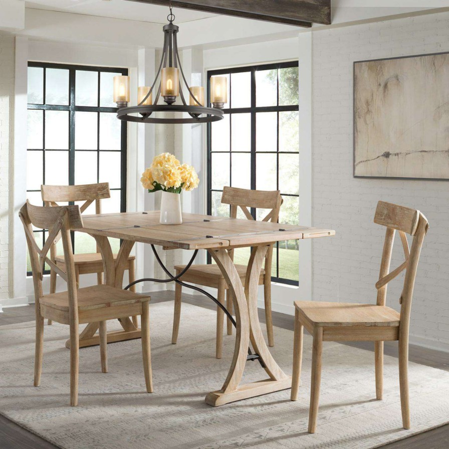 Dining Table Sets * | Hot Sale Rectangle Picket House Furnishings Keaton 5 Piece Folding Top Dining Set