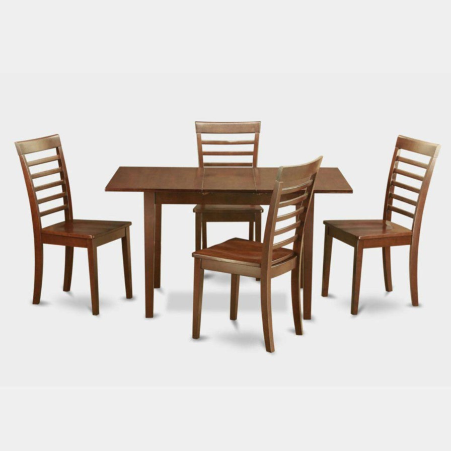 Dining Table Sets * | Cheapest Rectangle East West Furniture Norfolk 5 Piece Straight Ladder Back Dining Table Set