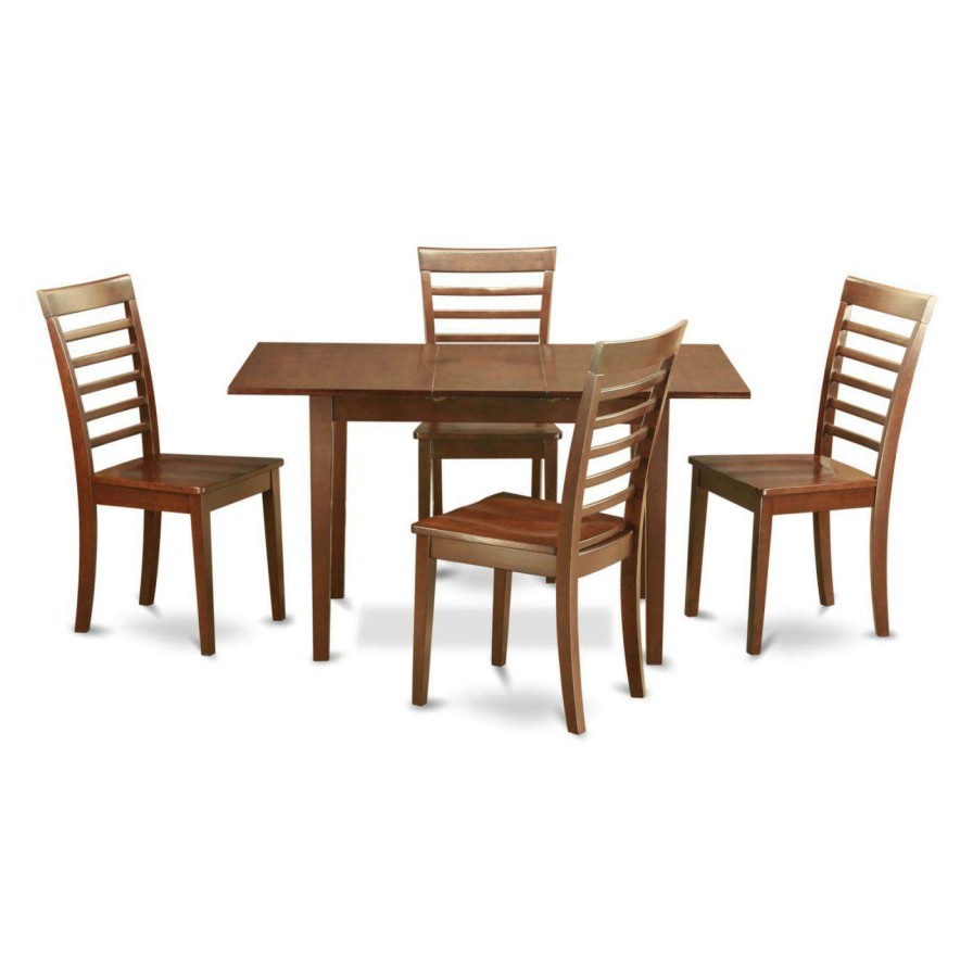 Dining Table Sets * | Cheapest Rectangle East West Furniture Norfolk 5 Piece Straight Ladder Back Dining Table Set