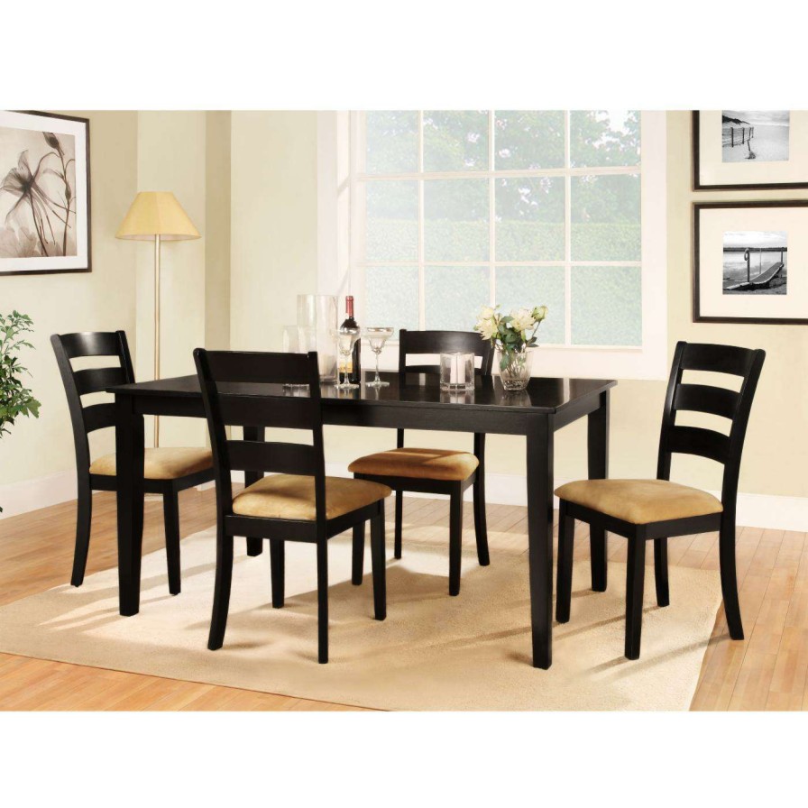 Dining Table Sets * | Cheap Homelegance Weton Home Tibalt 5 Piece Rectangle Black Dining Table Set 60 In. With Ladder Back Chairs