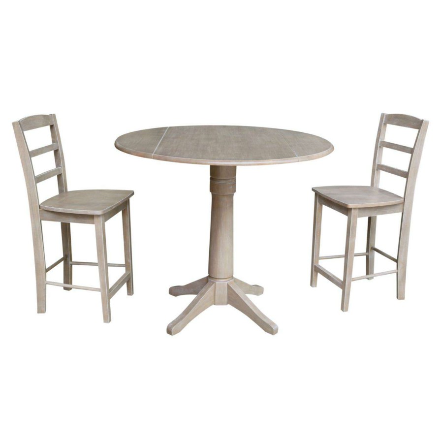 Dining Table Sets * | Best Sale International Concepts Joan 3 Piece Round Pedestal Gathering Height Table Set