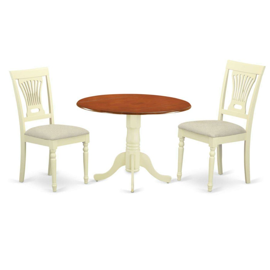 Dining Table Sets * | Discount Round East West Furniture 3 Piece Empire Drop Leaf Dinette Dining Table Set