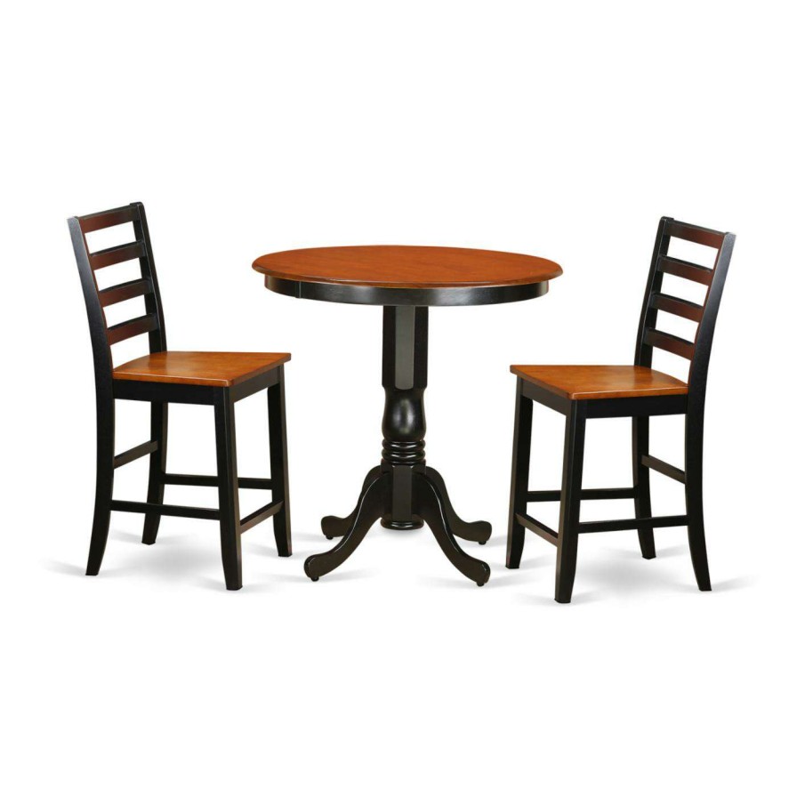 Dining Table Sets * | Best Reviews Of Round East West Furniture Jackson 3 Piece Ladder Back Dining Table Set