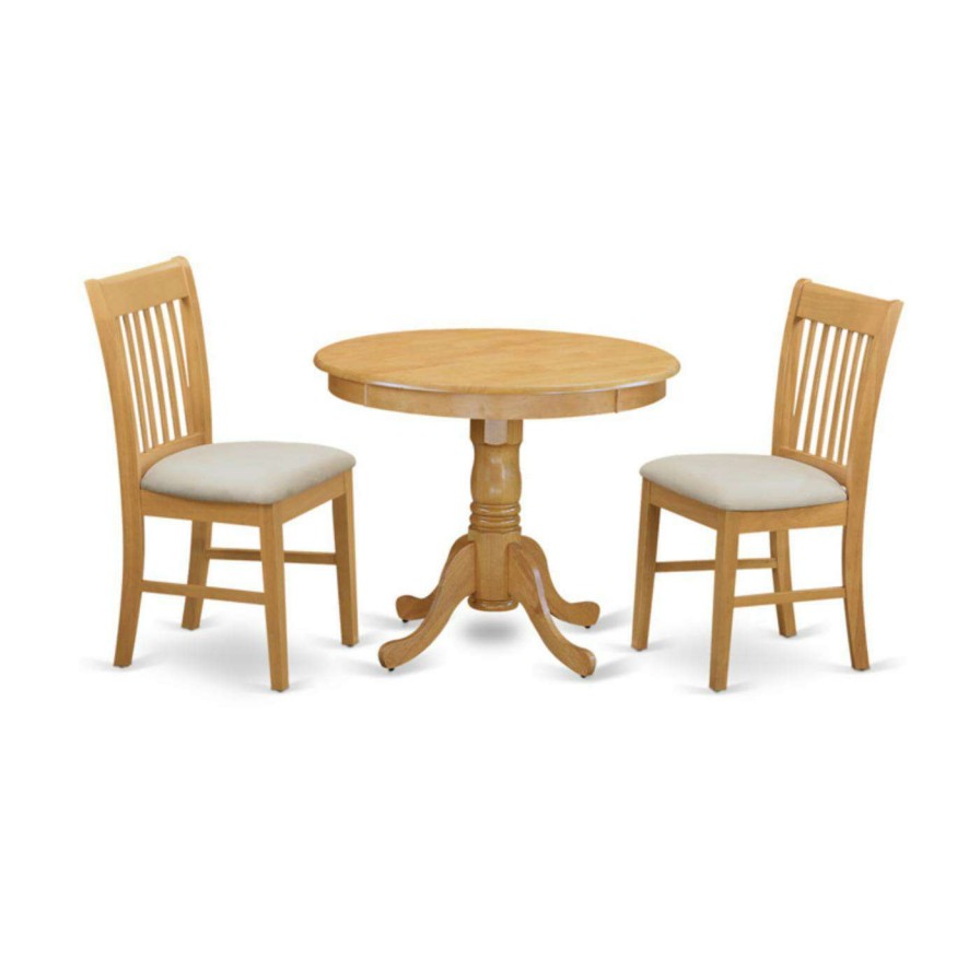 Dining Table Sets * | Deals Round East West Furniture 3 Piece Slat Back Kitchen Dinette Dining Table Set