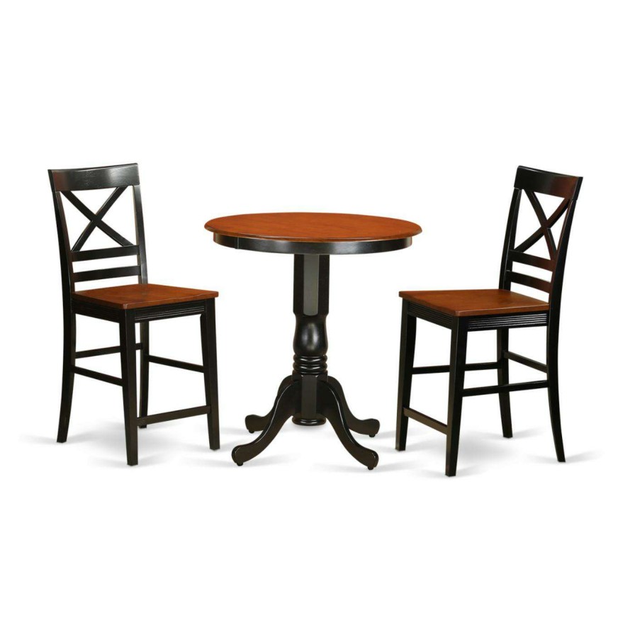 Dining Table Sets * | Wholesale Round East West Furniture Eden 3 Piece Cross-And-Ladder Dining Table Set