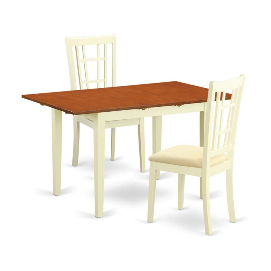 Dining Table Sets * | Wholesale Rectangle East West Furniture Norfolk 3 Piece Windowpane Dining Table Set Wood