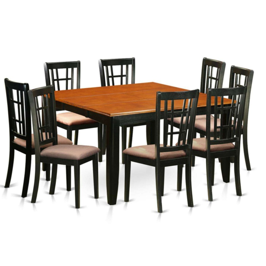 Dining Table Sets * | Best Pirce Square East West Furniture Parfait 9 Piece Windowpane Dining Table Set