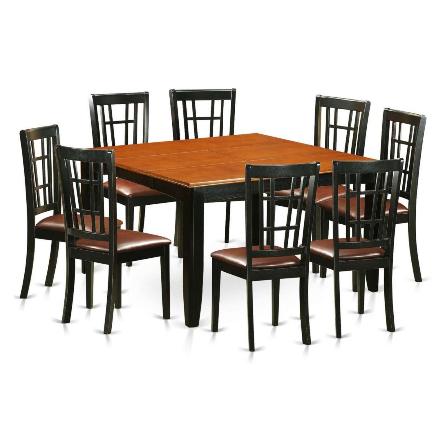 Dining Table Sets * | Best Pirce Square East West Furniture Parfait 9 Piece Windowpane Dining Table Set