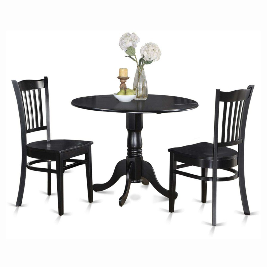 Dining Table Sets * | Brand New Casual Dining Sets East West Furniture Dublin 3 Piece Drop Leaf Dining Table Set With Groton Wooden Seat Chairs