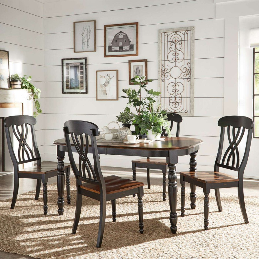 Dining Table Sets * | Brand New Rectangle Humblenest Homestead Distressed Two Tone 5 Piece Dining Set