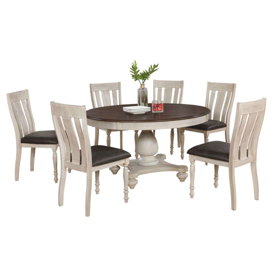 Dining Table Sets * | Best Reviews Of Roundhill Furniture Arch Round 7 Piece Dining Set