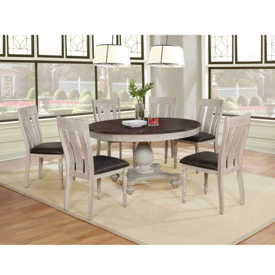 Dining Table Sets * | Best Reviews Of Roundhill Furniture Arch Round 7 Piece Dining Set