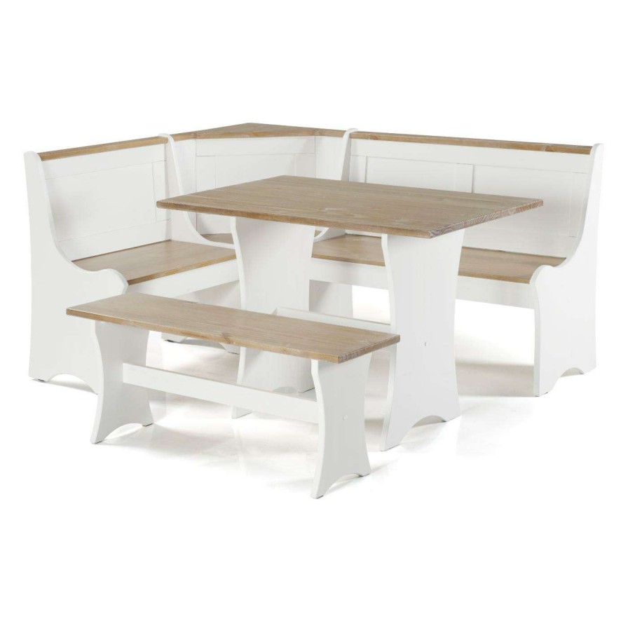 Dining Table Sets * | Deals Rectangle Linon Parkside Antique White Nook