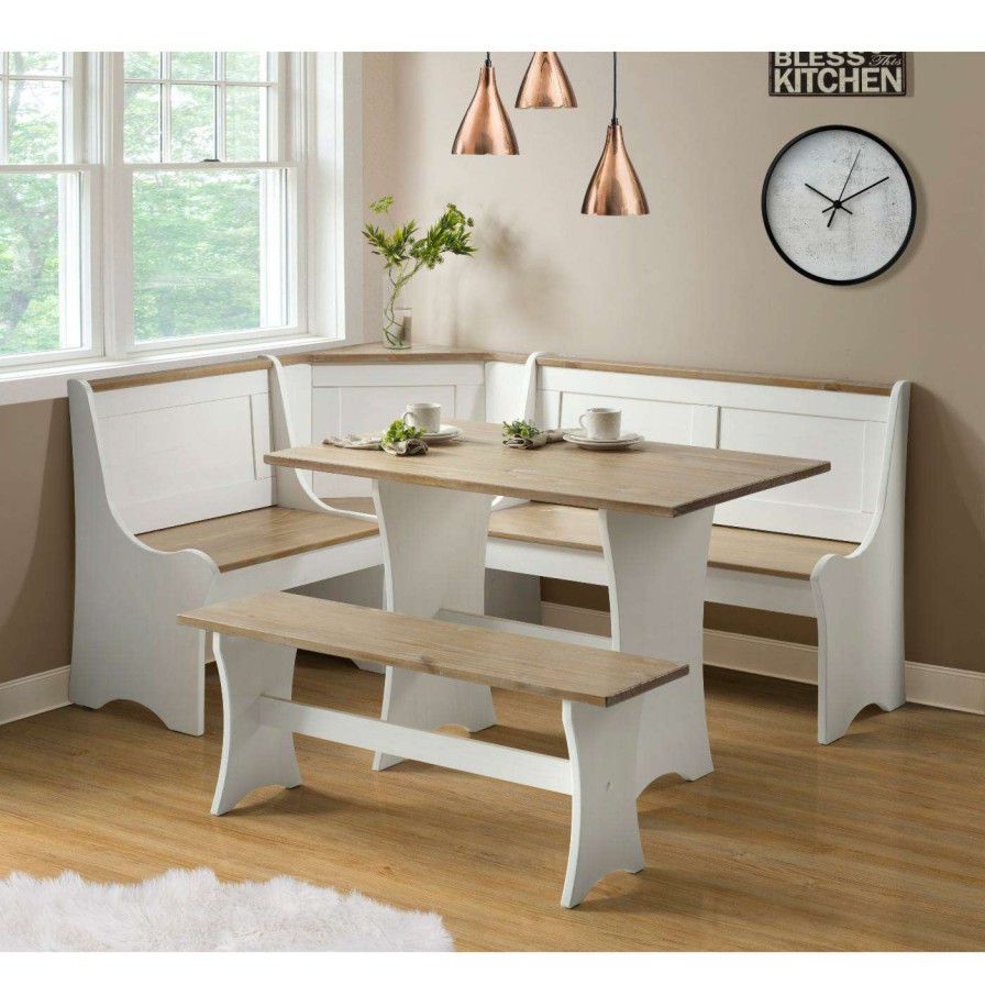 Dining Table Sets * | Deals Rectangle Linon Parkside Antique White Nook