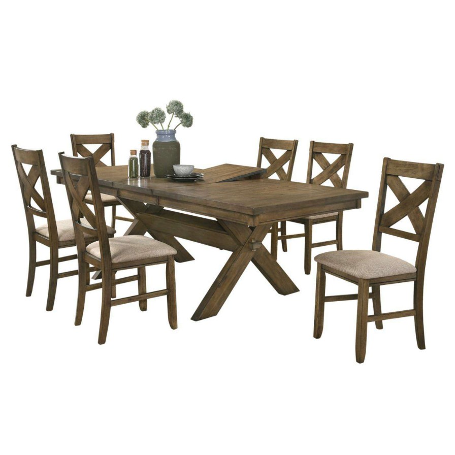 Dining Table Sets * | Hot Sale Casual Dining Sets Roundhill Furniture Raven 7 Piece Dining Set