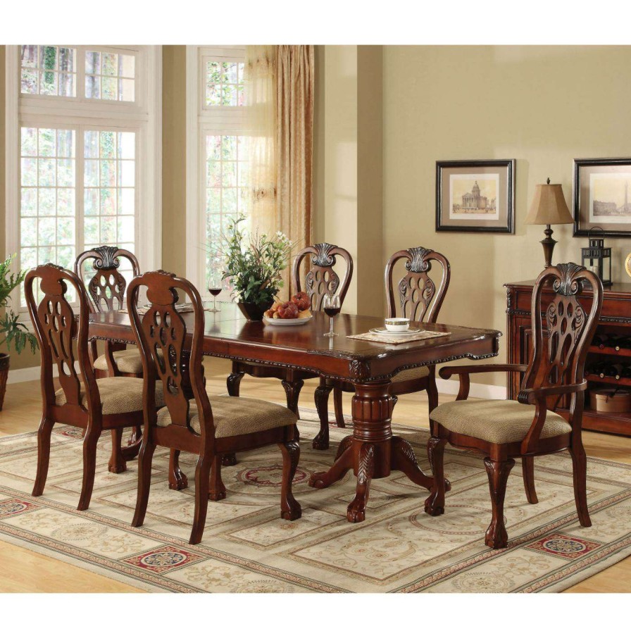 Dining Table Sets * | Top 10 Rectangle Furniture Of America Dubelle 7 Piece Formal Dining Set