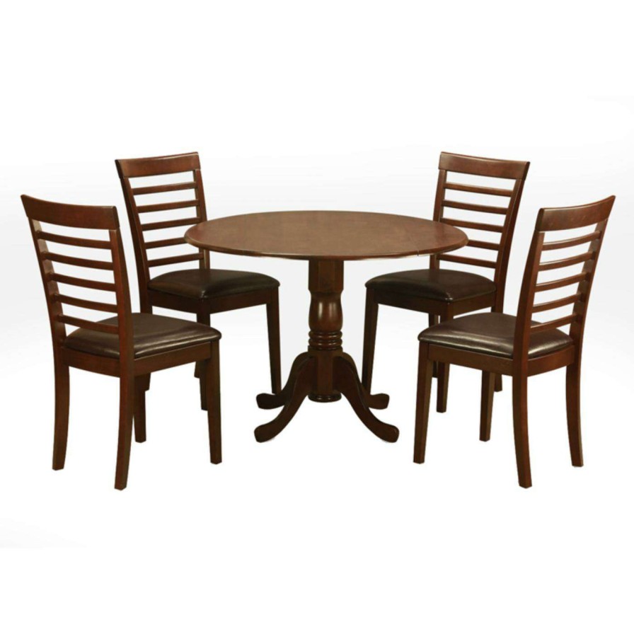 Dining Table Sets * | Top 10 Round East West Furniture Dublin 5 Piece Dining Table Set With Milan Faux Leather Seat Chairs