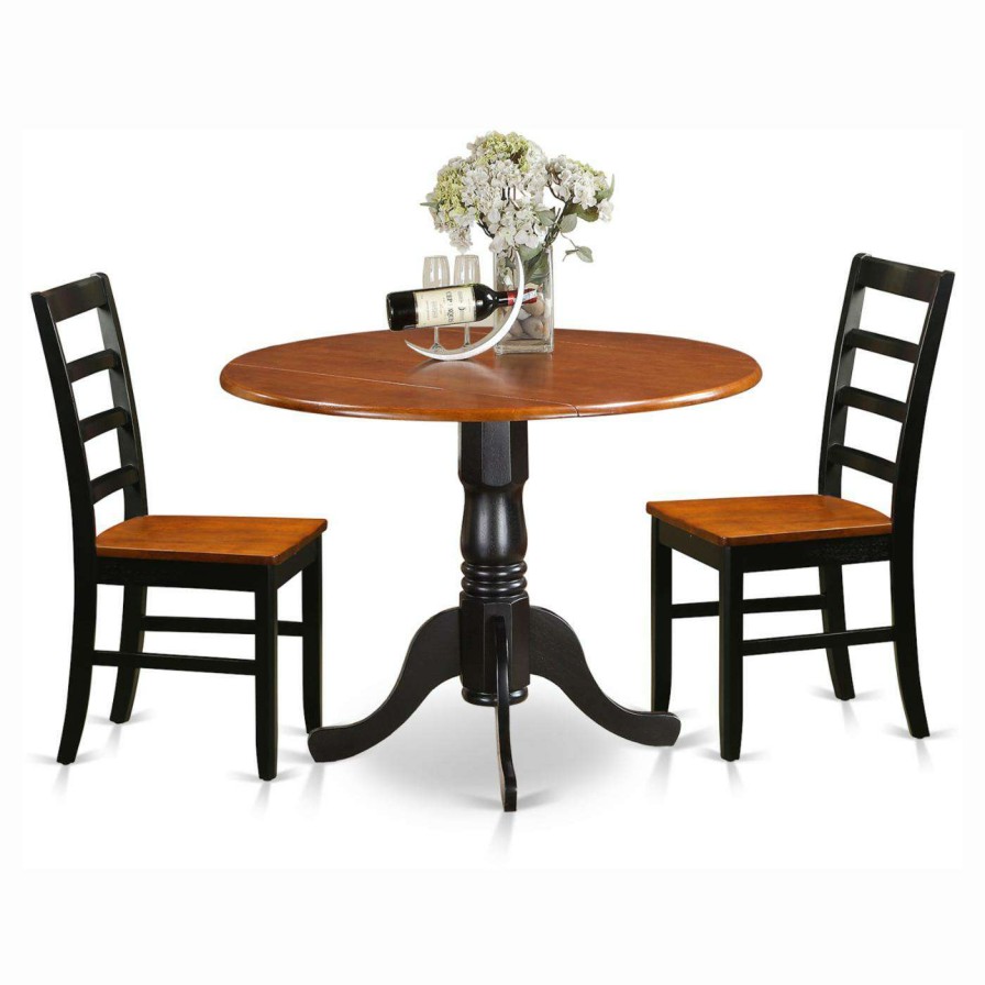 Dining Table Sets * | Buy East West Furniture Dublin 3 Piece Round Dining Table Set With Parfait Wooden Seat Chairs