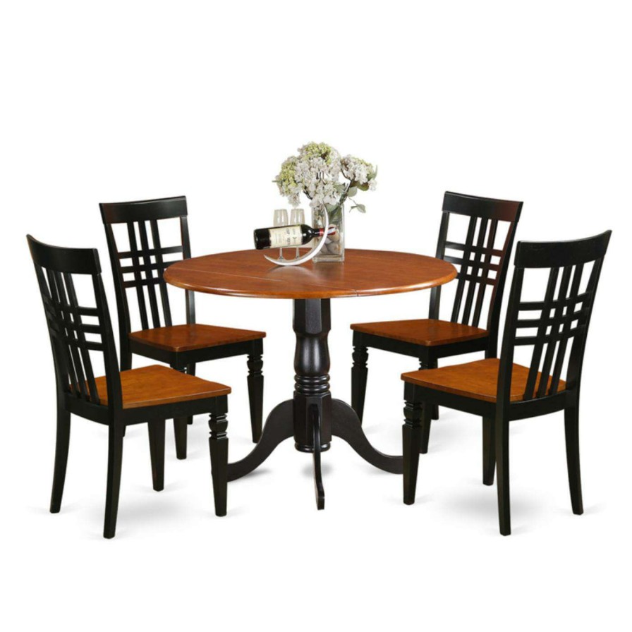 Dining Table Sets * | Cheap Casual Dining Sets East West Furniture 5 Piece Triple Crossback Drop Leaf Dinette Dining Table Set