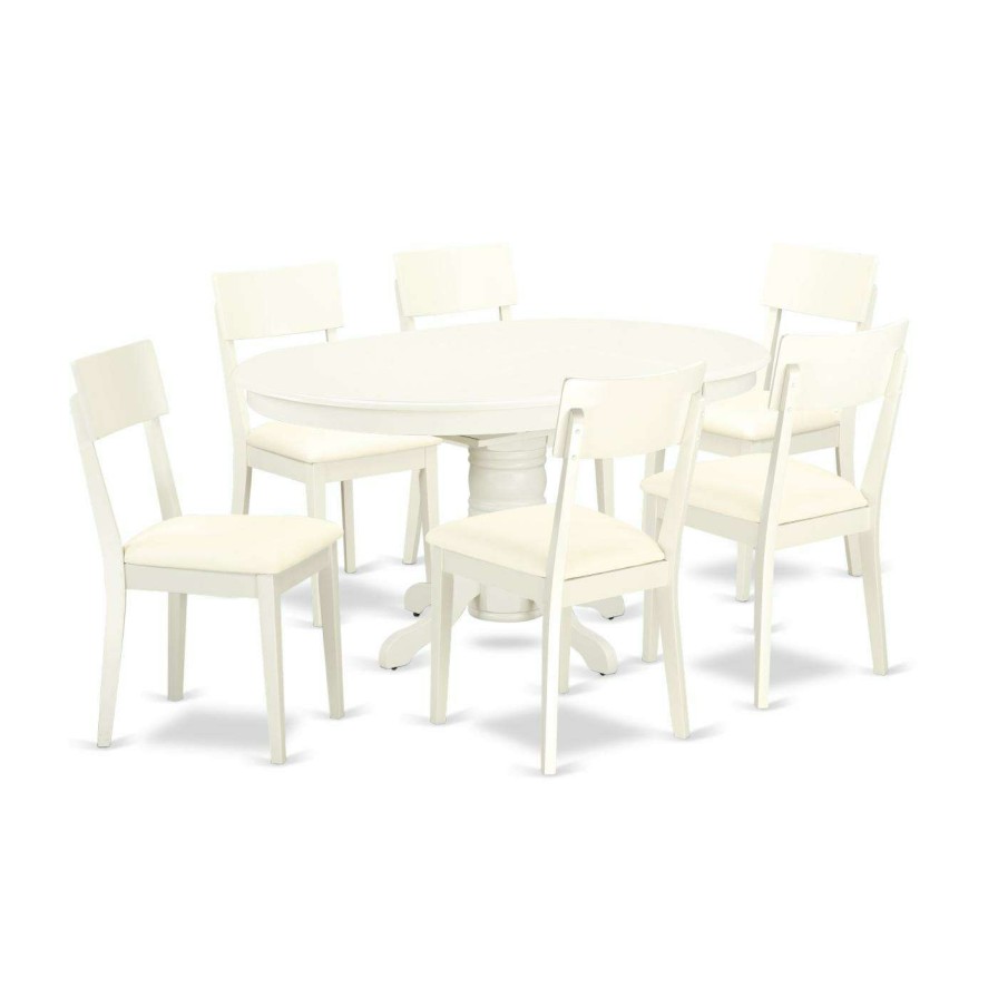 Dining Table Sets * | Promo Oval East West Furniture Avon Avad7 Seven Piece Extension Dining Table Set