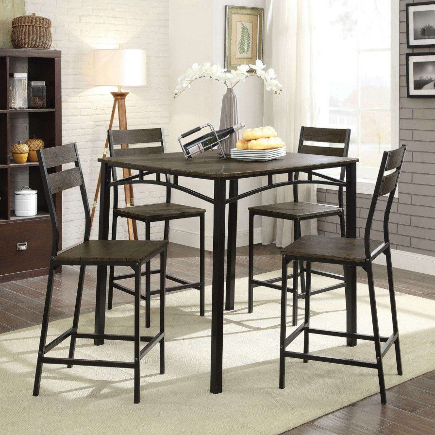 Dining Table Sets * | Discount Square Furniture Of America Trujillo 5 Piece Counter Height Dining Table Set