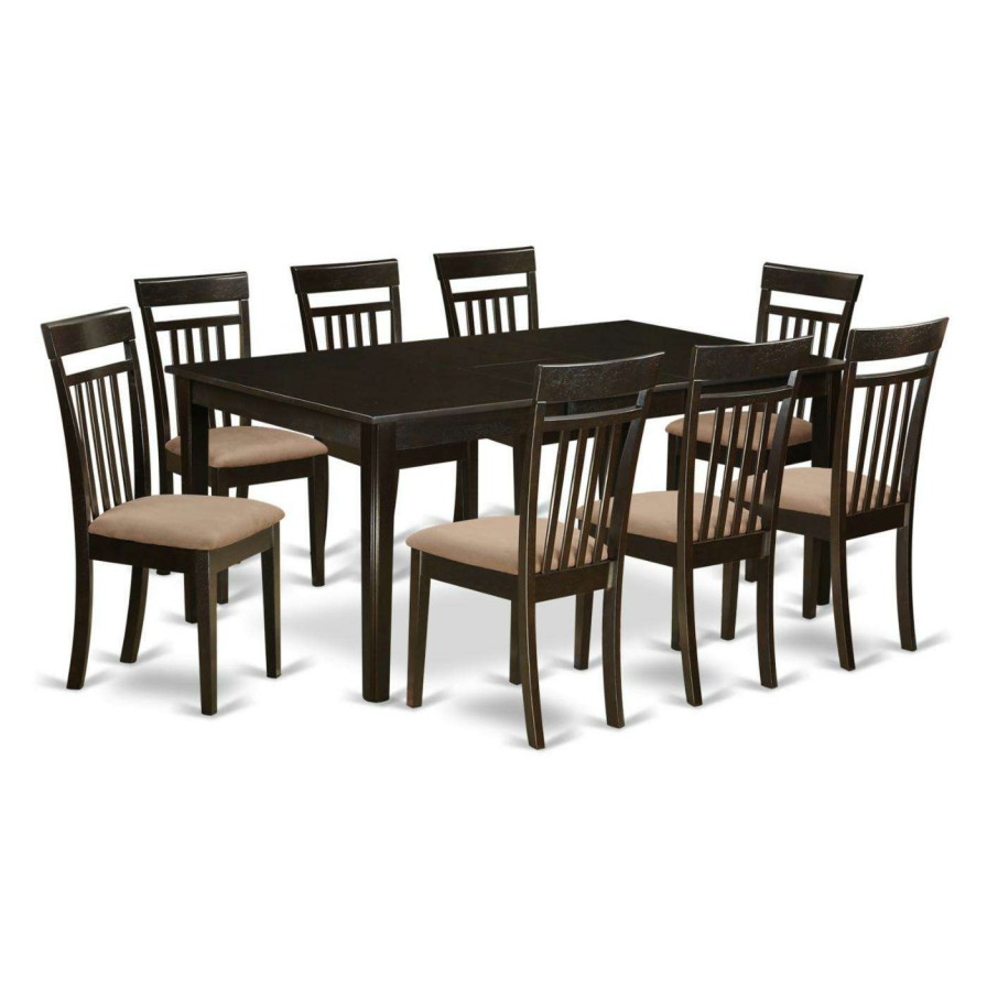 Dining Table Sets * | Top 10 Rectangle East West Furniture Henley 9 Piece Extension Dining Table Set With Capri Chairs