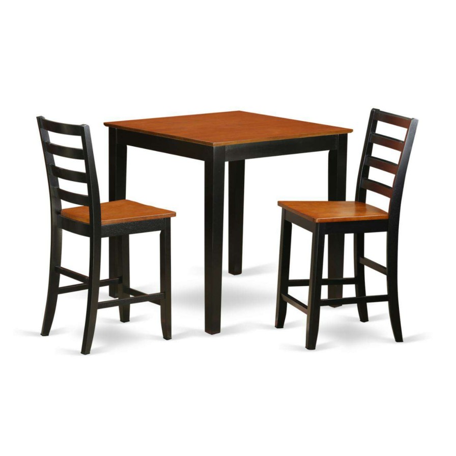 Dining Table Sets * | Discount Square East West Furniture Pub 3 Piece Ladder Back Dining Table Set