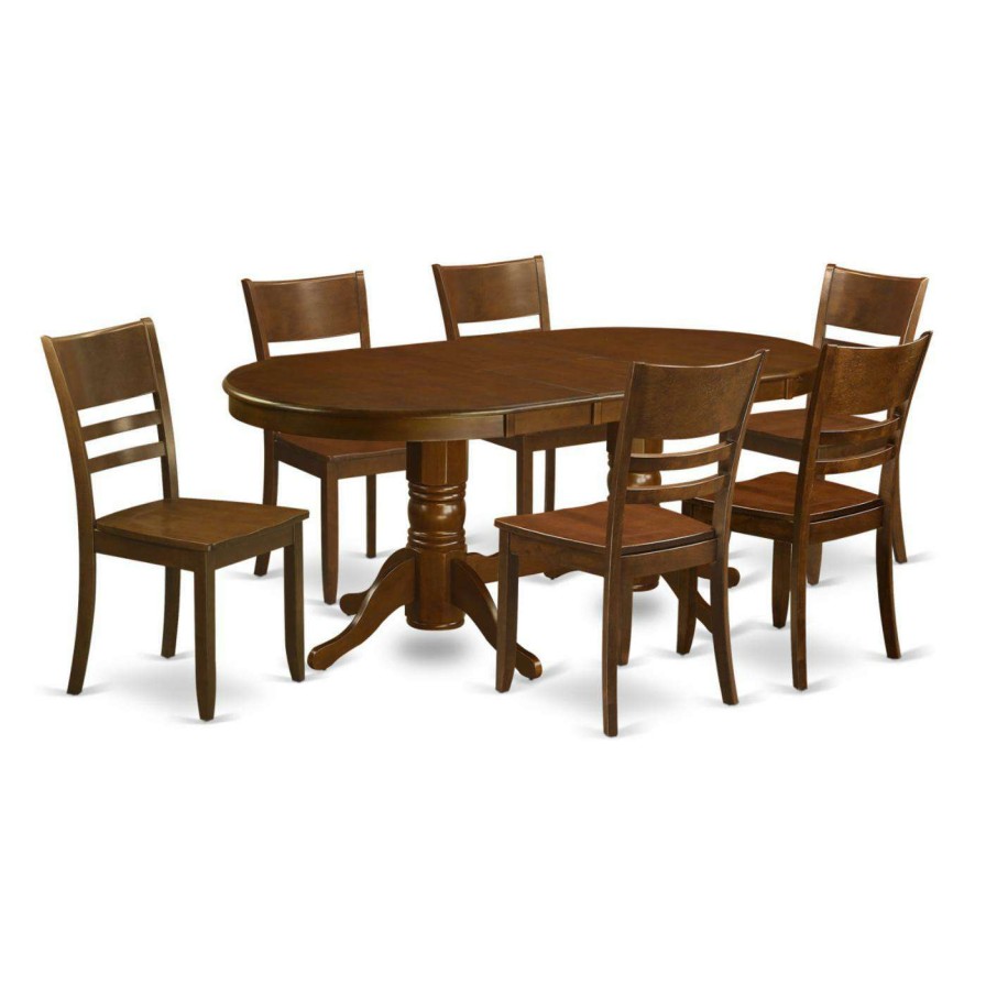 Dining Table Sets * | Best Deal Oval East West Furniture Vancouver 7 Piece Mission Dining Table Set