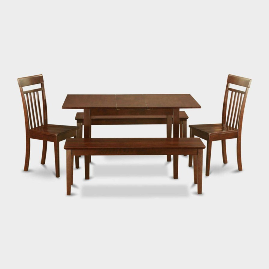 Dining Table Sets * | Coupon Rectangle East West Furniture Norfolk 5 Piece Sheraton Dining Table Set With 2 Benches