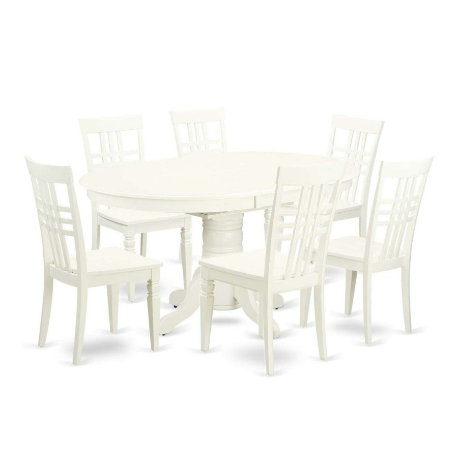 Dining Table Sets * | Coupon Oval East West Furniture Avon Avlg7 Seven Piece Extension Dining Table Set