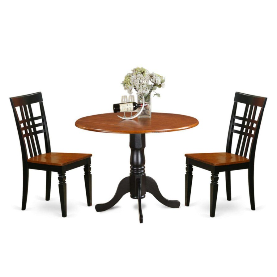 Dining Table Sets * | Top 10 Casual Dining Sets East West Furniture 3 Piece Triple Crossback Drop Leaf Dinette Dining Table Set