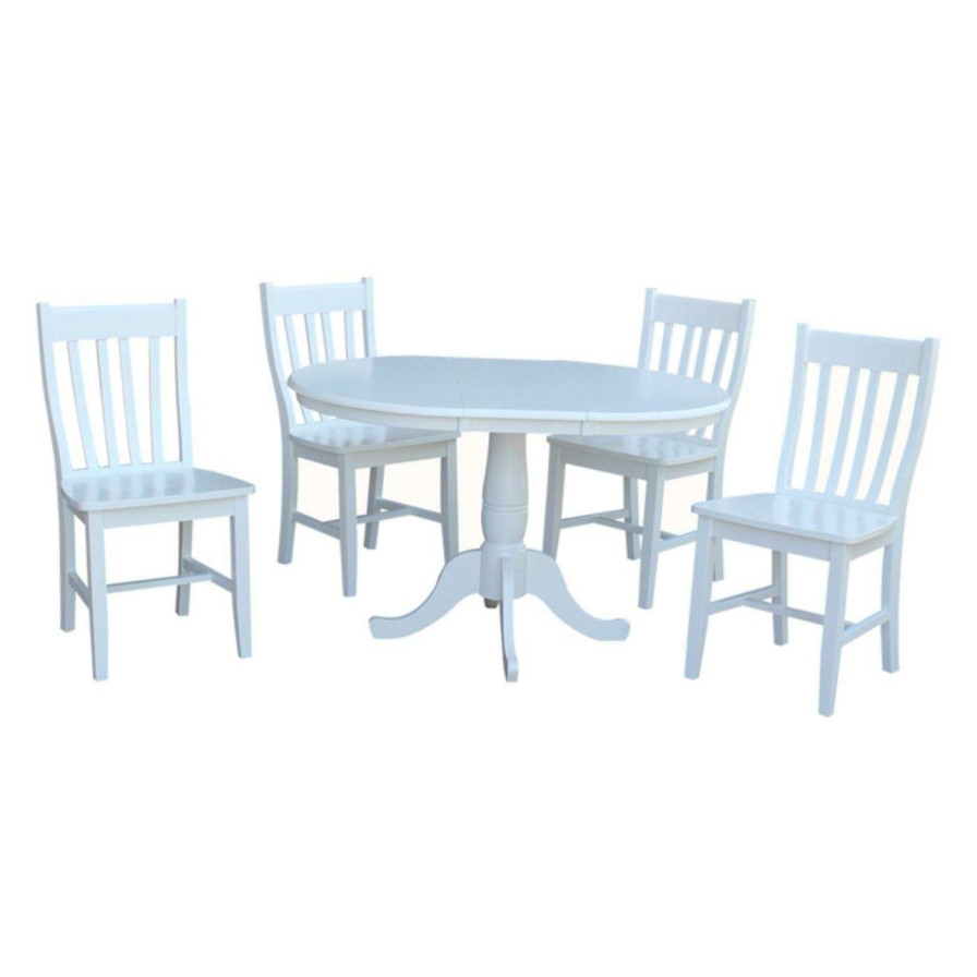 Dining Table Sets * | Cheap International Concepts Round Extension 5 Piece Dining Set With Cafe Chairs