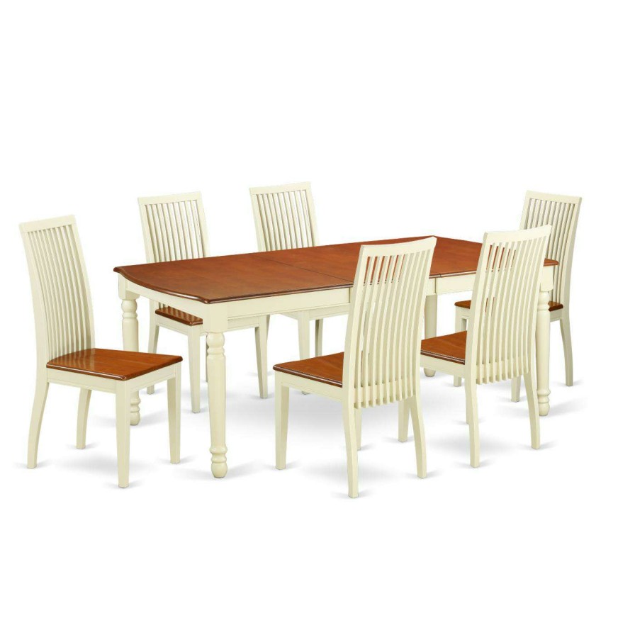 Dining Table Sets * | Best Pirce Rectangle East West Furniture Dover Doip7 Seven Piece Extension Dining Table Set