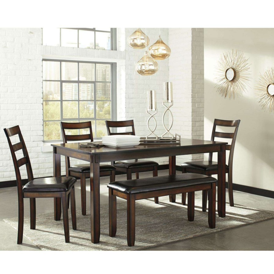 Dining Table Sets * | Best Reviews Of Rectangle Signature Design By Ashley Coviar 6 Piece Dining Table Set