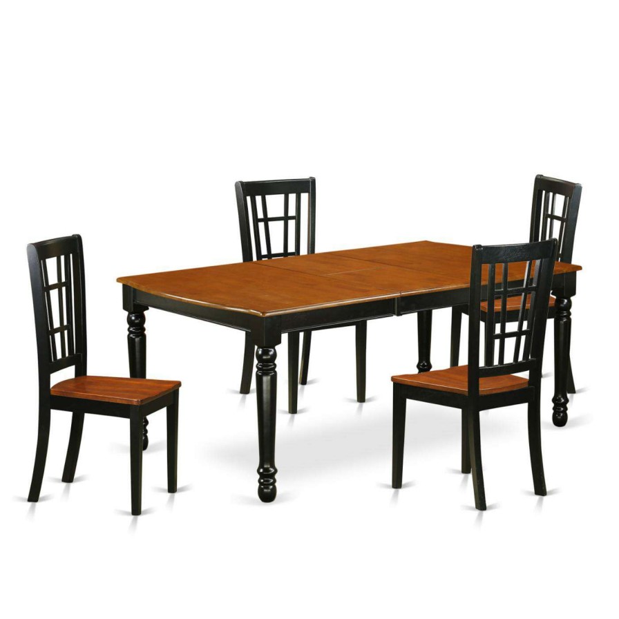 Dining Table Sets * | Coupon Rectangle East West Furniture Dover Doni5 Five Piece Extension Dining Table Set